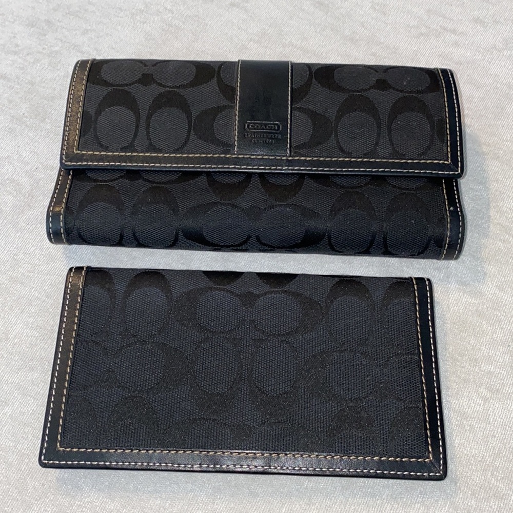 Coach tri-fold wallet with checkbook
